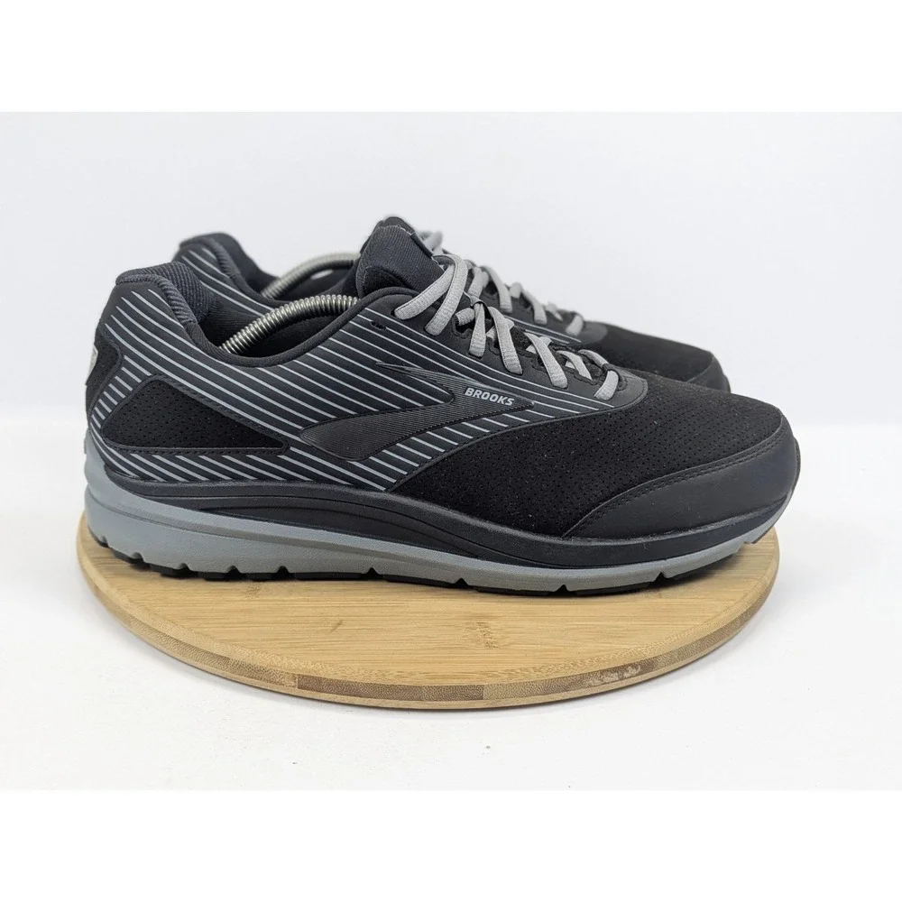 Brooks Mens 12.5 2E Wide Shoes Addiction Walker Black Suede Gray Walking Sneaker